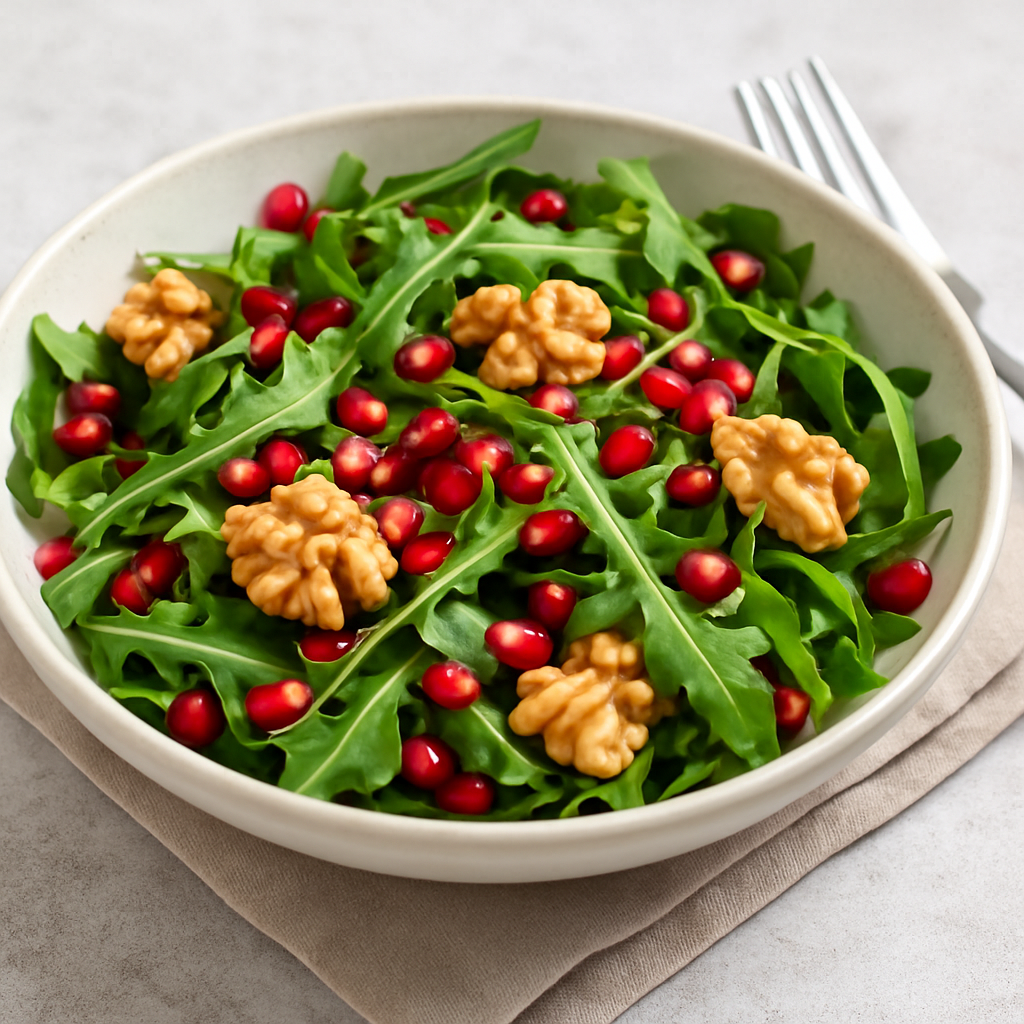 سلطة الجرجير بالرمان نكهة منعشة وطبقة Crunch مثالية