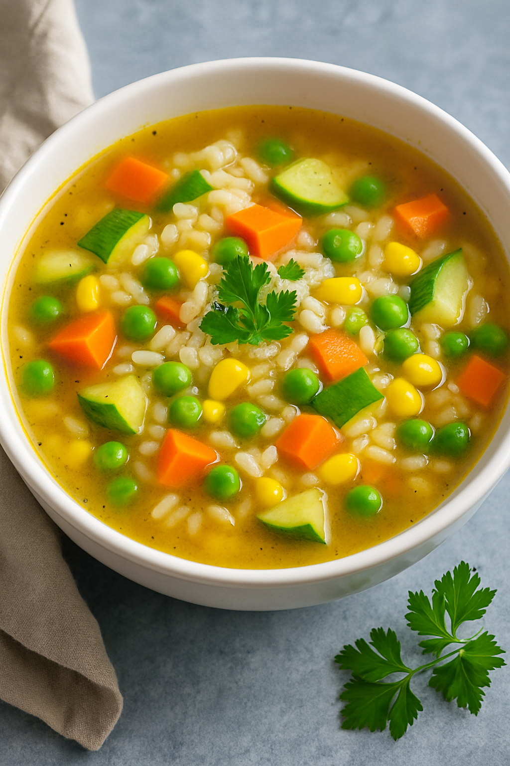 شوربة الأرز بالخضار وصفة مغذية وخفيفة