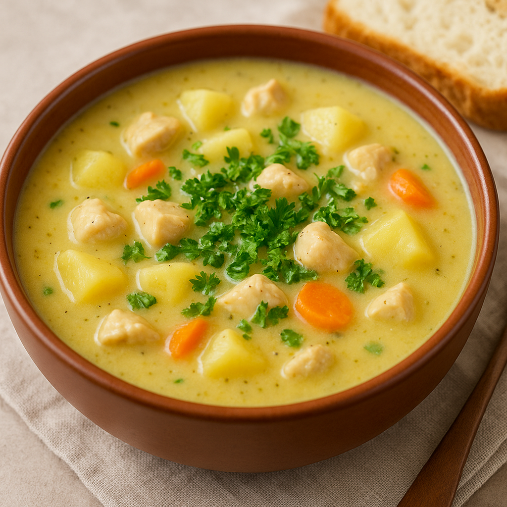 شوربة البطاطس بالدجاج وصفة كريمية مشبعة وسهلة التحضير
