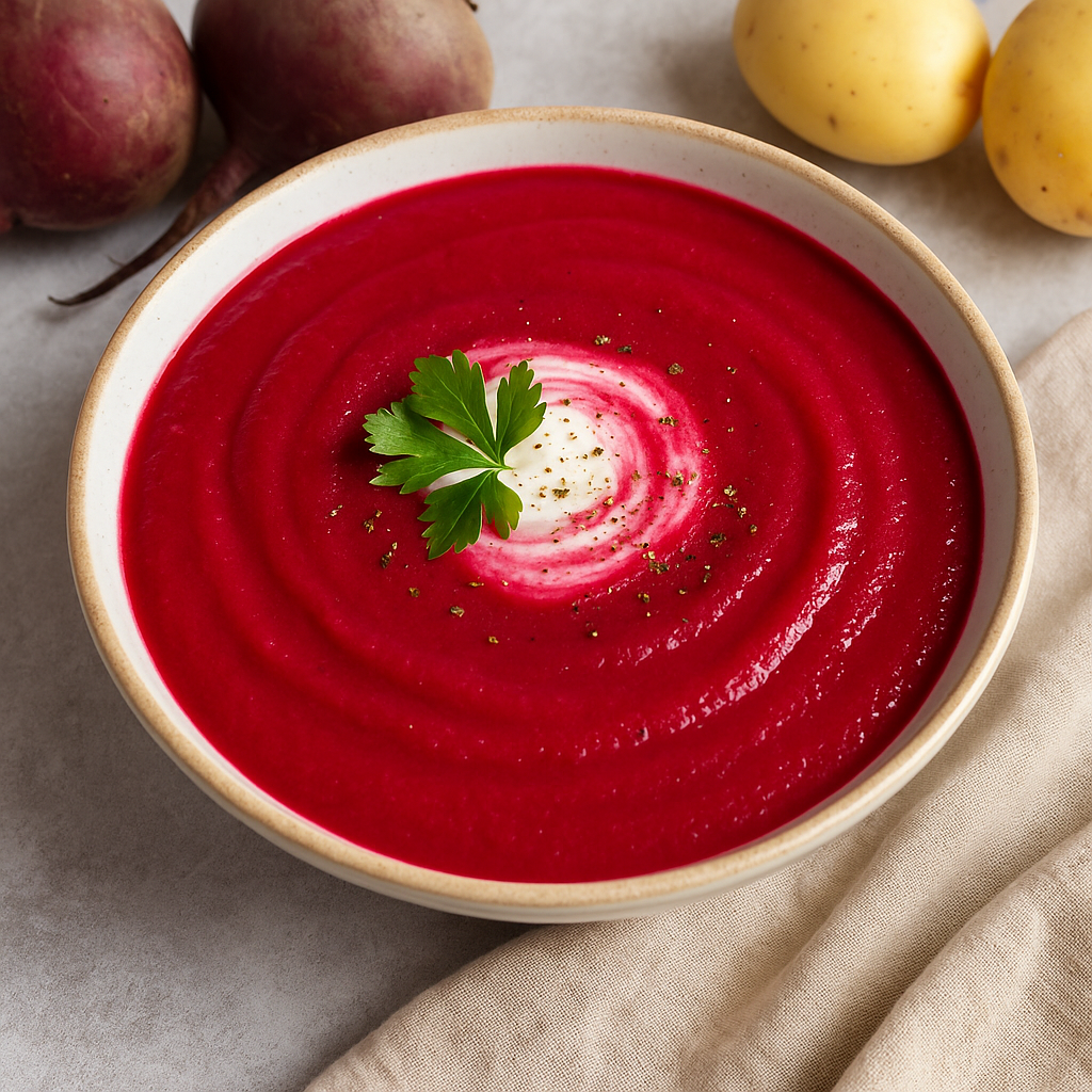 شوربة الشمندر بالبطاطس شوربة بلون رائع ونكهة مميزة