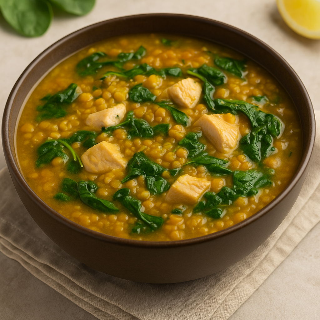 شوربة العدس بالسبانخ والدجاج – وصفة مغذية بطعم شهي